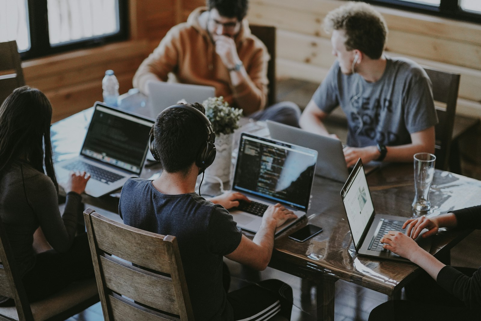 Team collaborating in a modern office